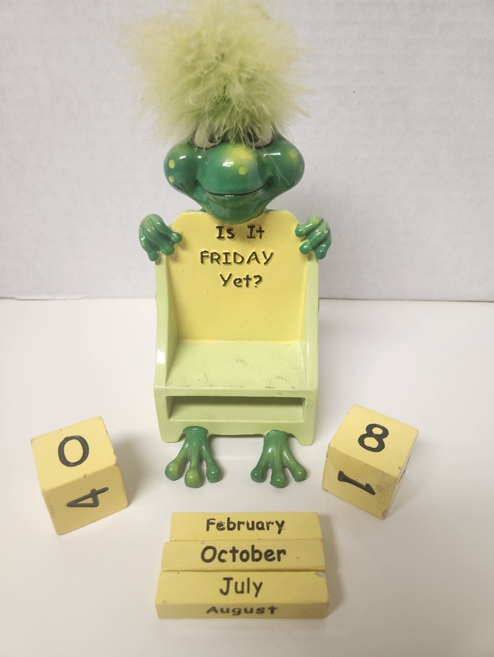 Vintage J&D Designs Ceramic Green Frog Perpetual Calendar